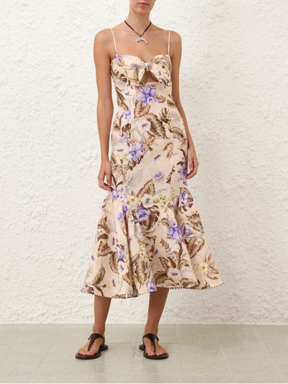 NWOT Zimmermann Coco Tie Front Midi Dress